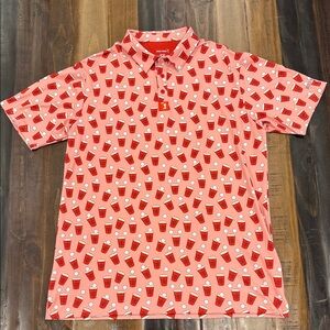 Stylish Red Cup Pattern Polo Shirt